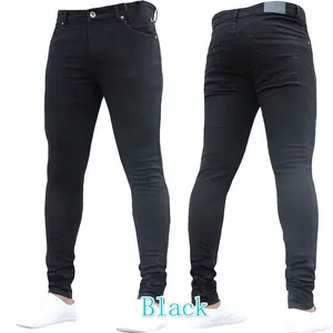הנמכר ביותר Colorfast גברים של סקיני ג 'ינס דק רטרו בני מכנסיים פשוט עיצוב מכנסי עיפרון מותאם אישית לוגו מקרית למתוח ג' ינס