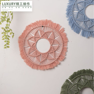 Decoración de Pared de Cuerda de Algodón Tejida a Mano Estilo Bohemio, Diseño de Mandala, Atrapasueños Circular, Adorno Colgante para Decoración del Hogar - Product Image 4