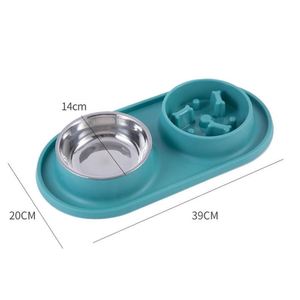 Custom Stainless Steel Slow <b>Feeder</b> Pet Bowl for <b>Cats</b> & Dogs with Anti-Slip Silicone Pad Multi-Function Double Bowl Luxury Design - Product Image 1