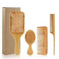 Brosse à cheveux en bambou personnalisée pour femmes et hommes avec massage démêlant Poignée en plastique Logo privé Usage domestique Boîte d'emballage