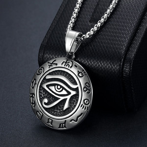 Vintage Stainless Steel <b>Horus</b> <b>Eye</b> Pendant <b>Necklace</b> | Ancient Egyptian Symbol Men's Rose Gold Plated Link Chain Trendy <b>Necklace</b> - Product Image 2
