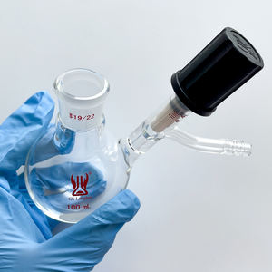 Verrerie de laboratoire personnalisée, récipient de réaction chimique, verre borosilicate transparent, flacons <span class=keywords><strong>Schlenk</strong></span> à fond rond avec valve à vide élevé - Product Image 4