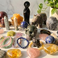 Boîte mystère de bijoux sculptés en matériaux variés, cristaux naturels pour la guérison spirituelle, vente en gros