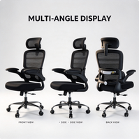 Chaise de bureau ergonomique à dossier mi-haut en maille avec accoudoirs rabattables et base pivotante chromée pour espace de travail commercial