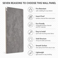Panneau mural décoratif intérieur en PVC gris marbre grain de bois, étanche, taille personnalisée, en charbon de bambou, pour projets, vente en gros