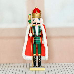 38cm Red Cape Gold Trim Wooden <b>Nutcracker</b> King with Moving Mouth for Xmas Tree Decorations Home Christmas Centerpiece - Product Image 1