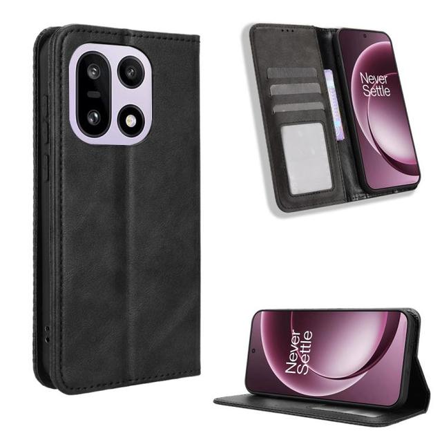 For OnePlus 15 Magnetic Buckle Retro Texture Leather Phone Case