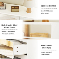 Commode moderne minimaliste blanche avec miroir, fabriquée à la main, avec 10 tiroirs pour le rangement de la chambre et du salon