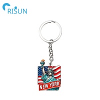 Fabrication de porte-clés en métal émaillé personnalisé US New York City Souvenir Travel Tourism Statue of Liberty Keyholder Keyring