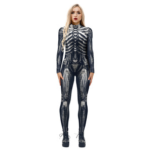 Disfraz de Halloween de Esqueleto Aterrador para Mujer Adulta, Traje de Seda con Pantalones Cortos, Disfraces de TV y Películas - Product Image 2