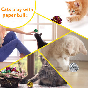 Palline colorate per gatti masticare e inseguire <span class=keywords><strong>Cat</strong></span> Mylar Crinkle Balls leggere per gatti da interno <span class=keywords><strong>toy</strong></span> Crinkle Balls - Product Image 6