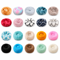 Coussin pour chien et chat en forme de beignet, en tissu pelucheux semblable à la laine, avec housse amovible lavable, chaud toute l'année, tapis pour animaux de compagnie