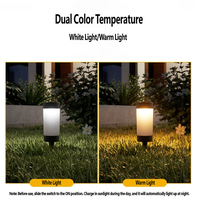 Lampe solaire pour pelouse, lampe de table, lampe de camping, cylindre ABS, étanche IP65, avec lumière blanche et chaude, pour jardin, pelouse, décoration de table extérieure