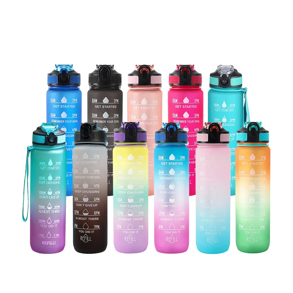 ACRYLIC TUMBLER 32oz 1000ml bpa free plastic protein custom logo 1 litter motivational water bottle for sport
