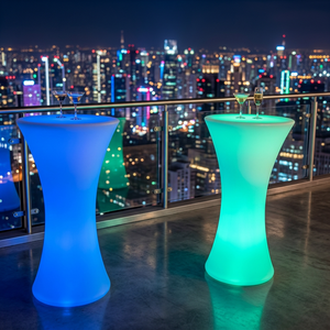 Muebles de Bar LED para Club Nocturno, Lounge o Exterior, Mesa Alta para Cócteles, Sillas y Mesas Redondas LED para Eventos, Fiestas y Jardín - Product Image 6