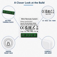 Module d'interrupteur intelligent RF433 électrique mini 16A sans câblage, récepteur mural télécommandé, interrupteur panneau sans fil adhésif pour