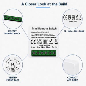 Mini Módulo de Interruptor Inteligente RF433 Eléctrico 16A Sin Cableado, Receptor de Control Remoto de Pared, Interruptor de Panel Remoto Inalámbrico Adhesivo para - Product Image 6