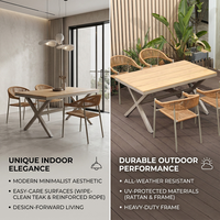 Ensemble de salle à manger Meiqi moderne en alliage d'aluminium durable, imperméable, avec table extensible anti-corrosion pour jardin, cour et usage extérieur
