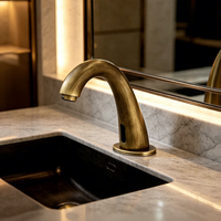 Robinet de lavabo automatique à capteur sans contact en cuivre antique de qualité supérieure, à montage monotrou, pour salle de bain