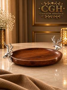 CGH Assiette tête de cerf en métal plaqué or, manche long, vintage, écologique, finition miroir, nouveauté créative pour camping, fête et décoration intérieure - Product Image 4