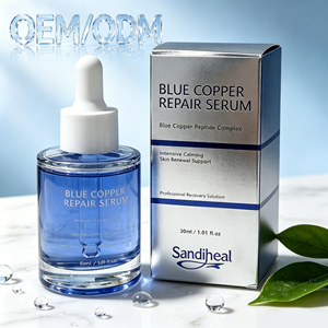 Sérum Facial au Peptide de Cuivre Bleu – MOQ Personnalisé, Marque Privée, Usine OEM, Vente en Gros – Répare la Barrière Cutanée, Apaise les Peaux Rouges et Sèches, Hydrate et Stimule l'Éclat - Product Image 1