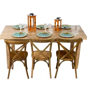 Country solid wood farmhouse dining room table and chair rectangular dining table