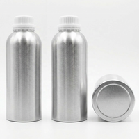 Bouteille en aluminium de 1L pour huiles essentielles, finition argent brossé, hermétique, opaque, qualité médicale, pour parfums et produits chimiques