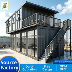 Maison préfabriquée modulaire en conteneur à faible coût, mur-rideau en verre, type bungalow, en kit, pour l'Europe - Vente en gros sur mesure - Product Image 1
