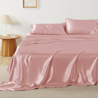 Draps de lit en soie satinée extra douce 1800 ensemble de draps en microfibre pièce lisse et douce ensemble de draps noirs avec microfibre soyeuse