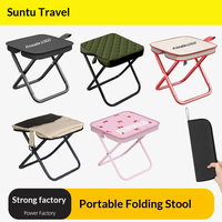 Tabouret pliant portable en acier au carbone, style Mazar Tote, pour pêche et train, petit tabouret d'extérieur pour un style de vie décontracté