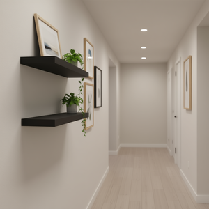 Estantes flotantes de pared de MDF negro de 31.5 pulgadas para sala de estar, diseño minimalista - Product Image 2