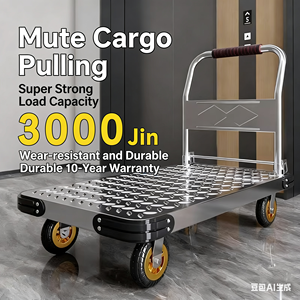 Multi-Use Steel <strong>Flat</strong> <strong>Cart</strong> with Folding Design - Portable Cargo Transport Trolley - Product Image 6