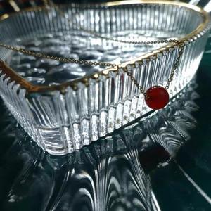 Opening Ceremony 925 Silver 18K <b>Gold</b> Plated Sweet Red Agate Pendant Necklace Versatile <b>White</b> Collar <b>Chain</b> <b>for</b> Fashionable <b>Women</b> - Product Image 4