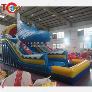 Envío gratis 10x4x6mH boca de tiburón PVC tobogán de agua inflable alto acantilado gorila parque infantil divertido accesorio soplador incluido - Product Image 6