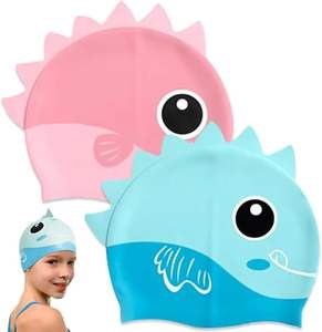 หมวกว่ายน้ำเด็กการ์ตูนคุณภาพสูง กันน้ำได้ดีเยี่ยม ตลก ยืดหยุ่นสูง ทำจากซิลิโคน ไม่รั่วซึม - Product Image 6