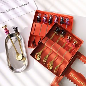 ชุดช้อน/ส้อมสแตนเลส 304 ลายการ์ตูนสีสันสดใส ลายหมี ชุดอาหารพกพาสำหรับเด็ก - Product Image 2