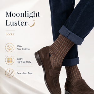 Chaussettes habillées Luxure de haute qualité pour hommes Logo et motif personnalisés Taille libre Équipage tricoté en nylon pour les affaires et la saison estivale - Product Image 1