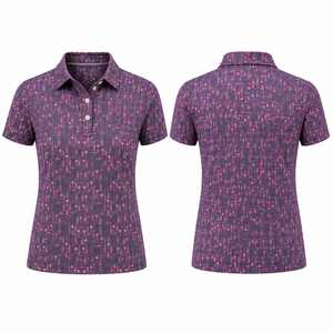 Polo de golf personnalisé pour femme, polos de performance imprimés, polos à manches courtes pour femme, séchage rapide, extensibles, fabricant de marques privées - Product Image 4