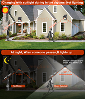 Lampes solaires à LED Lampe murale d'extérieur rechargeable étanche IP65 Détecteur de mouvement extérieur Projecteur solaire de jardin