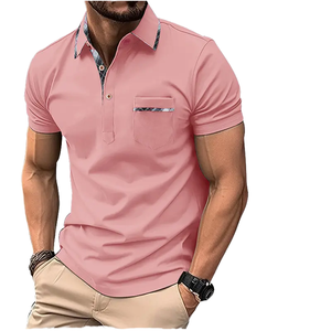 Camiseta informal de verano para hombre, polo <span class=keywords><strong>con</strong></span> cuello de botón, nuevo estilo, <span class=keywords><strong>bolsillo</strong></span> corto en el pecho, camiseta de leopardo de retazos transfronterizos - Product Image 1