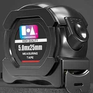 Pita pengukur sistem metrik plastik ABS hitam dengan Logo kustom penggaris pengukuran pita yang dapat ditarik