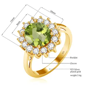 Designer style sterling silver 925 gioielli femme peridot rings 12 zodiac birthstone charms wedding party women anello in oro