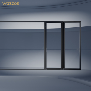 Wazzor Factory Venta directa Hotel Puertas y ventanas abatibles <span class=keywords><strong>de</strong></span> aleación <span class=keywords><strong>de</strong></span> aluminio <span class=keywords><strong>de</strong></span> doble panel moderno - Product Image 1