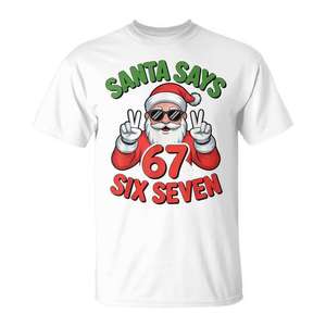 Santa Says 67 Six Seven Camiseta navideña con diseño de meme Gen Alpha - Product Image 1
