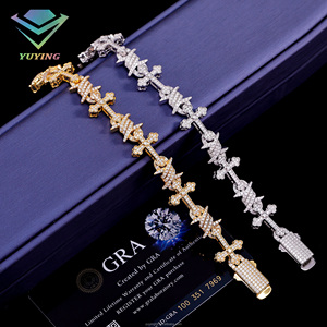 Hip Hop Fashion Gold Cross Links Cuban Chain 925 Sterling Silver VVS D Color Moissanite GRA Certificate Popular Design <b>Bracelet</b> - Product Image 3