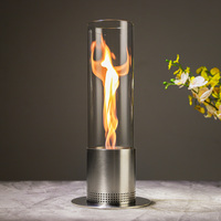 Table de foyer bioéthanol Inno-living Fire Tornado pour extérieur, jardin, en acier inoxydable 304 argenté