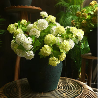 Fleurs artificielles d'hortensia à trois têtes, qualité supérieure, fleurs en soie imprimées en 3D, décoration intérieure, style européen et américain
