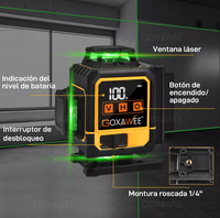 Niveau laser vert 4D professionnel 16 lignes le plus vendu avec batterie lithium 18650 longue durée et rotation à 360° °   Lignes croisées auto-nivelantes