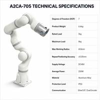 Nouveau bras robotique collaboratif en alliage d'aluminium A2CA-705, 7 degrés de liberté, ultra-léger, 9,95 kg, rayon d'action de 653 mm, 0,05 mm ZY
