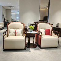 Großhandel Hochwertiger Traditioneller Chinesischer Massivholzrahmen Lederbezogener Sofa-Sessel Freizeitstuhl für Villa Hotel Zuhause
